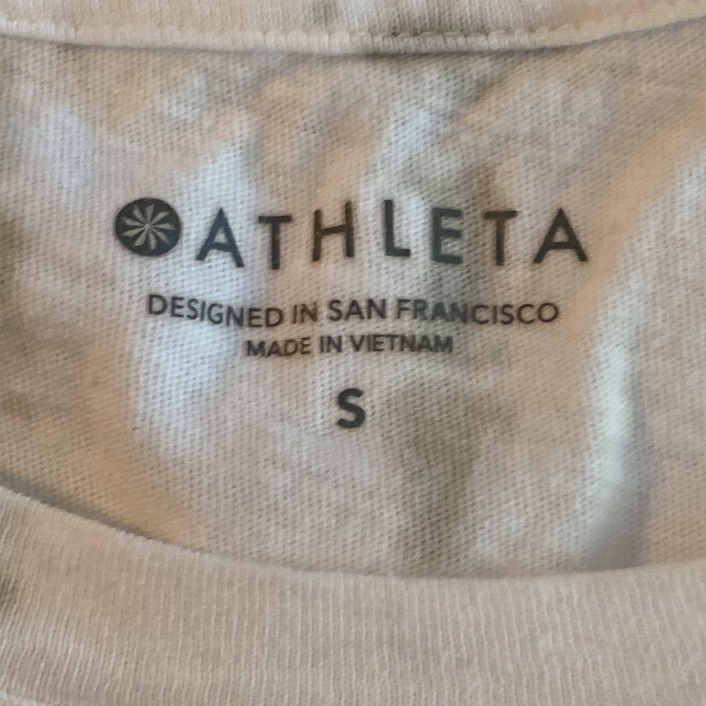 Athleta White Gray Blue Light Tie-Dye 100% Cotton Short Sleeve T-Shirt 4808 - Picture 6 of 10